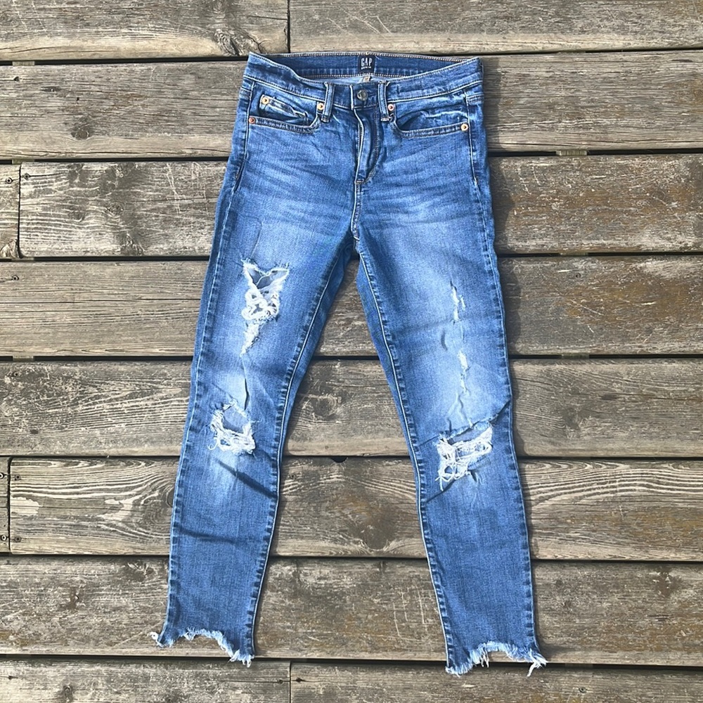 Gap Distressed “True Skinny” Jeans